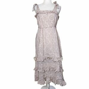 Cleobella Womens Zane Dress Tiered Ruffled Boho Feminine Eyelet Cottagecore S